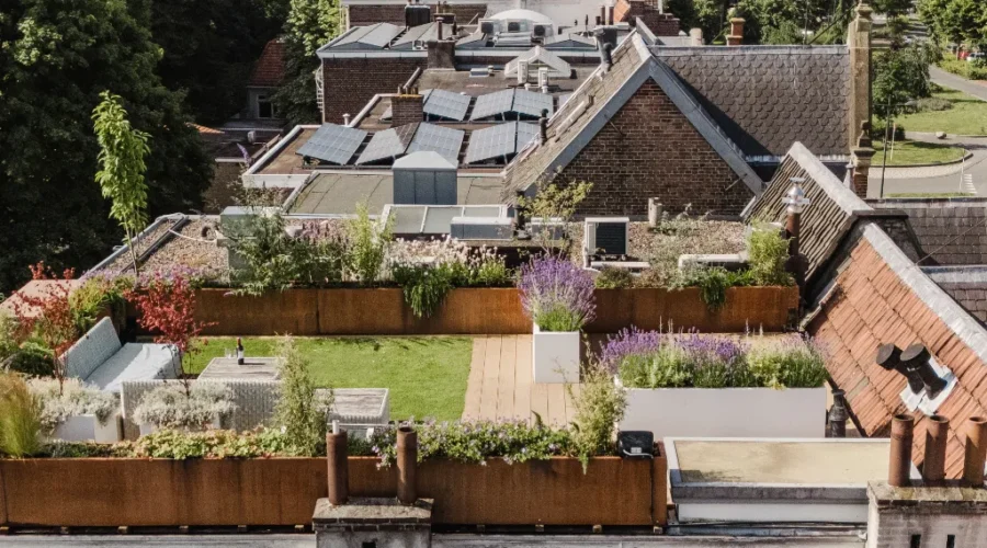 Stadstuin met dakterras